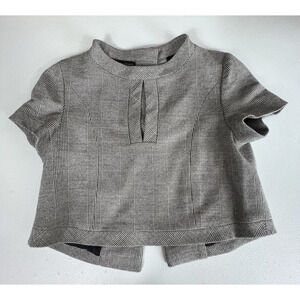 Peggy Jennings Plaid Classy Short Sleeve Jacket Lined Women's Gray